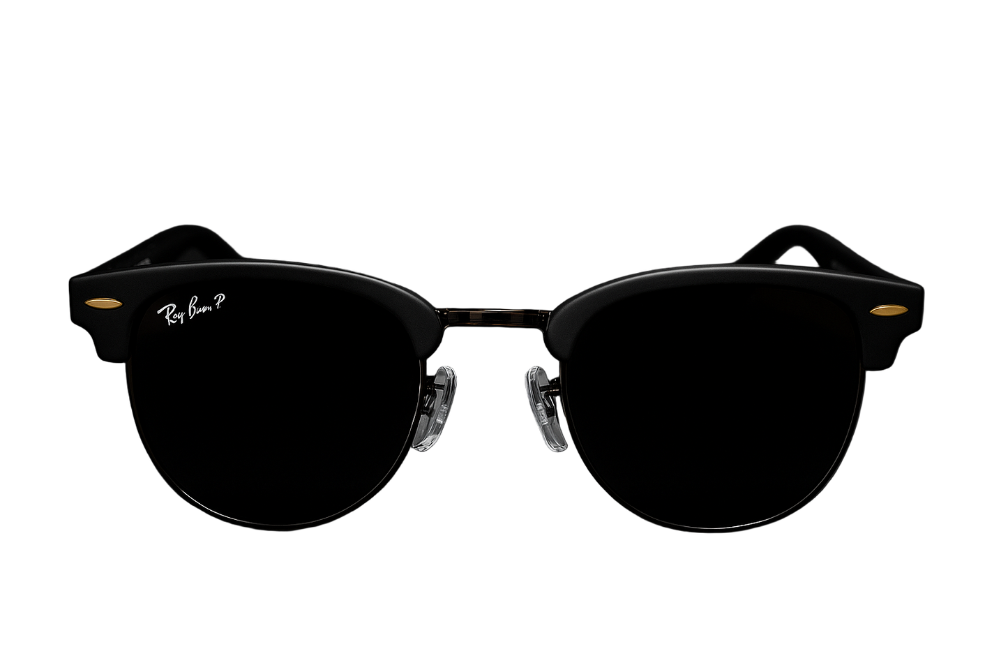 Óculos Clubmaster Classic - Preto com Detalhes Dourados