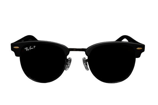 Óculos Clubmaster Classic - Preto com Detalhes Dourados